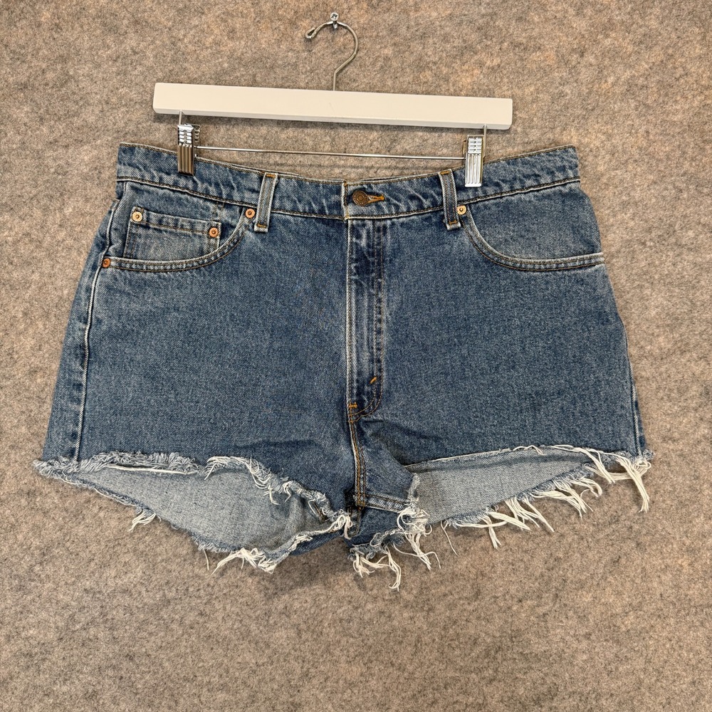 VTG Levi's 567 Cut Off Denim Shorts Womens 36 (fits 35) Custom Frayed 90s USA
